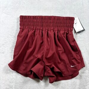 Nike Dri Fit Prima Ultra High Waisted 3" Shorts Womens Large Maroon Training